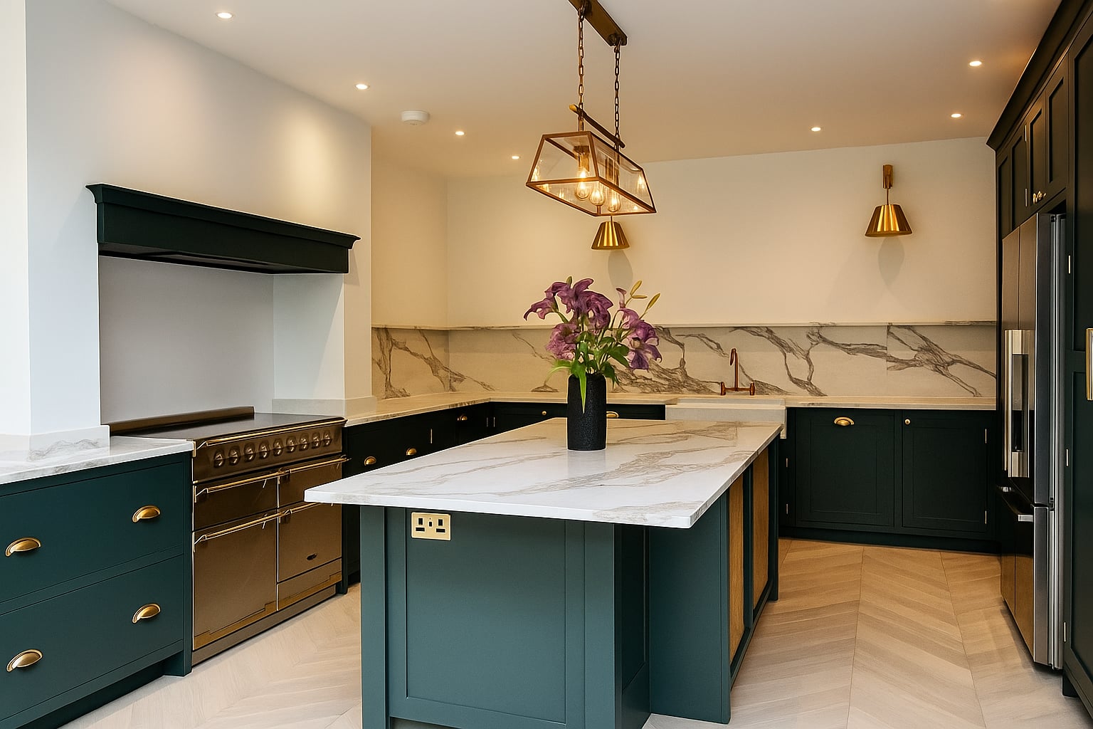 Unfurnished kitchen cabinets before professional hand painting in Southwest London